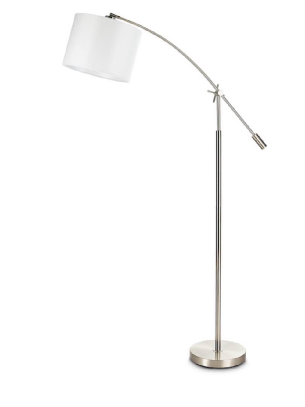Allen + Roth 58-in Brushed Nickel Floor Lamp with Swing Arm White Fabric Shade